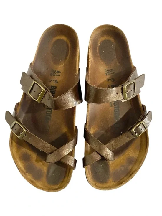 Birkenstock Mayari Toe Loop Sandals Women’s Size 10 Birko Flor Metallic Brown - Picture 3 of 16
